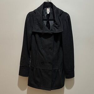 Roxy Black Double-Breasted Pea Coat L/G/G